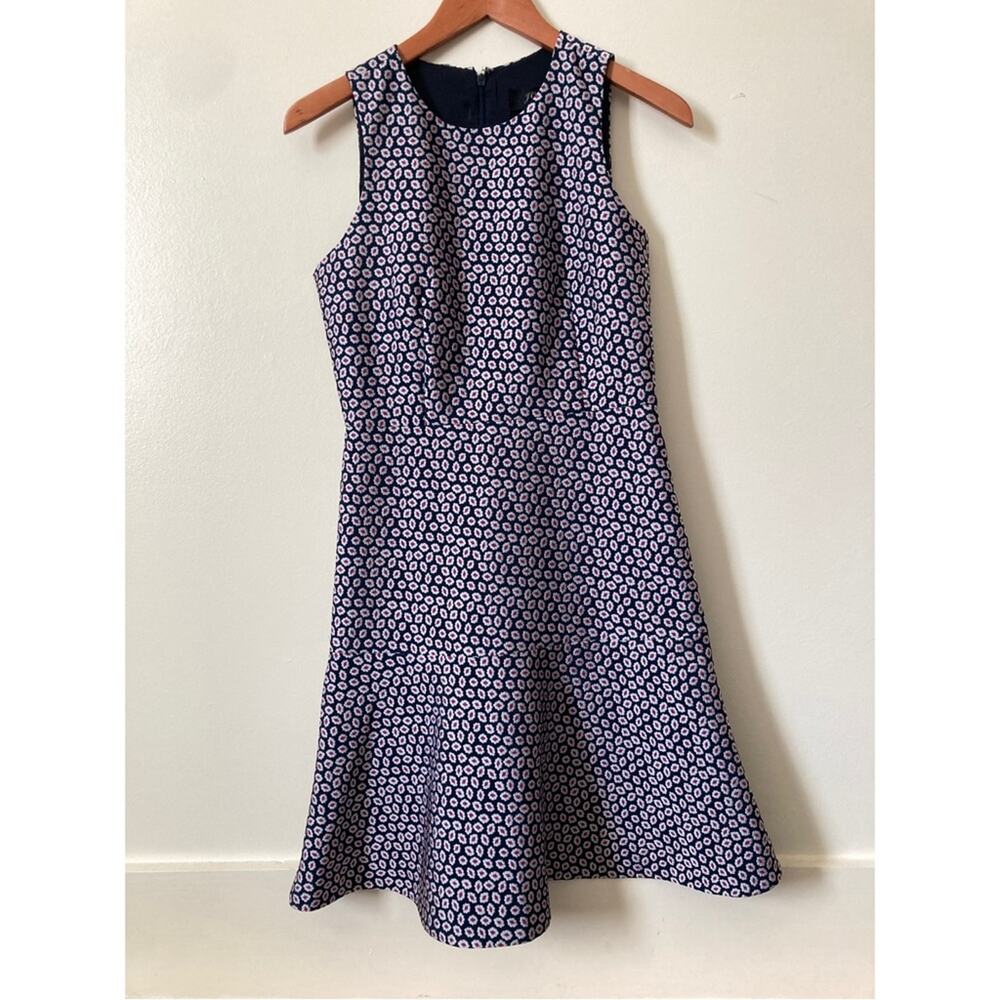 A-Line J. Crew Dress Size 2 Navy Silver Red - Picture 1 of 11